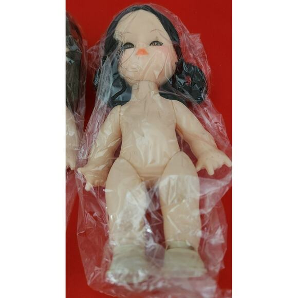 NOS 7" Craft Dolls One brown hair one Black hair both with sleeping eyes. - Picture 2 of 4